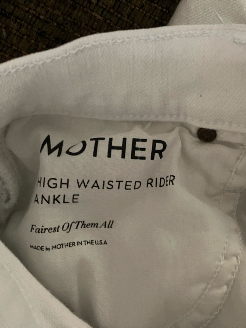 MOTHER White High Waisted Rider Ankle Jeans size 24-stretch
